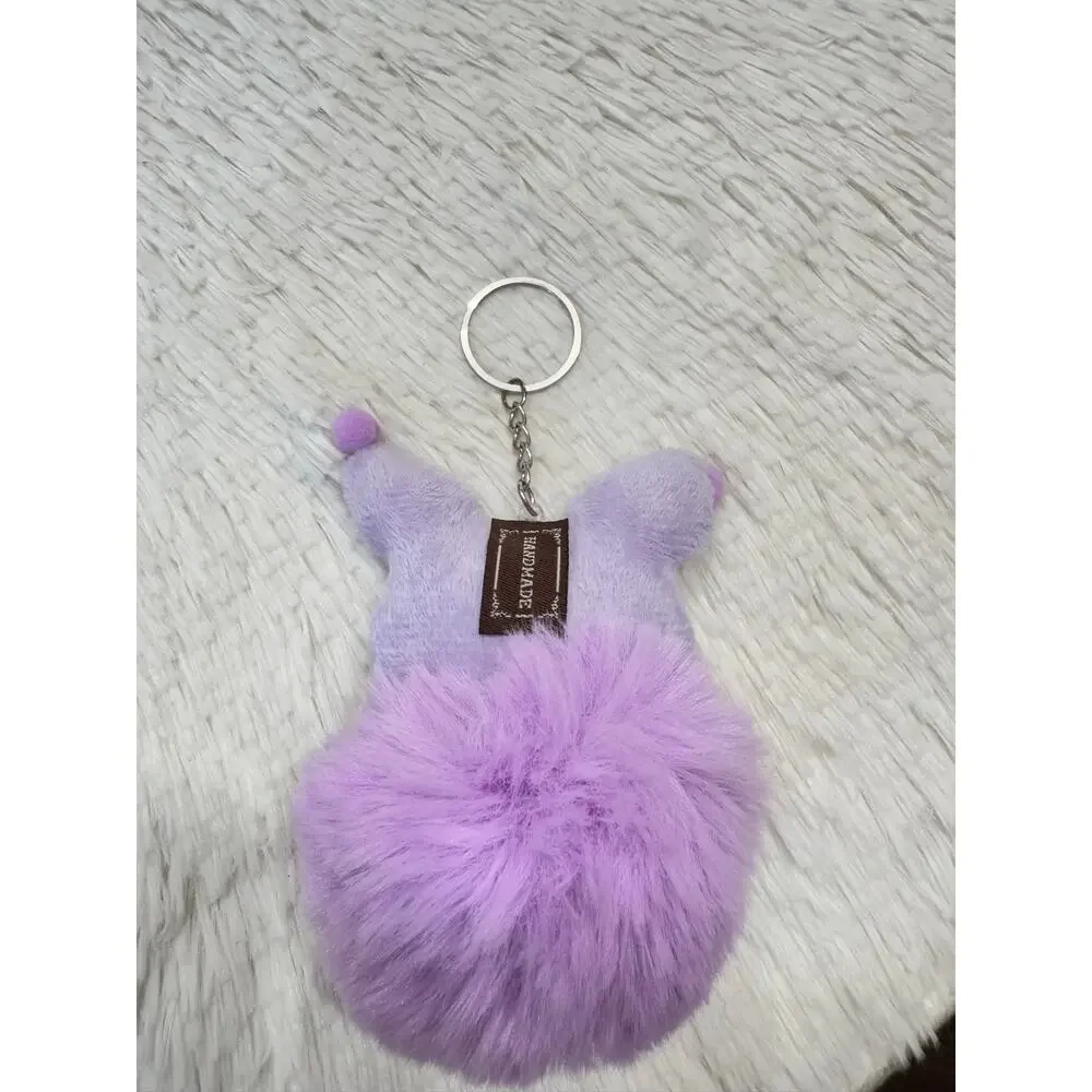 Kuromi purple fuzzy Pompom keychain bag charm
